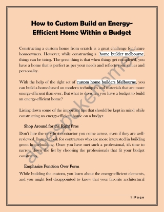 How to Custom Build an Energy-Efficient Home Within a Budget