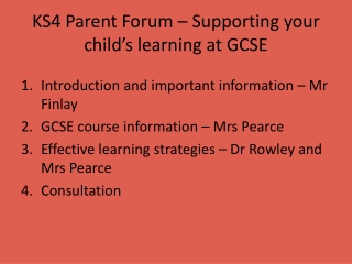 KS4 Parent Forum – Supporting your child’s learning at GCSE