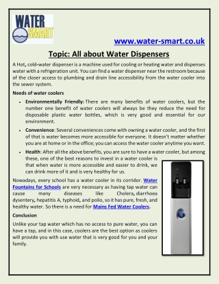 Topic: All about Water Dispensers
