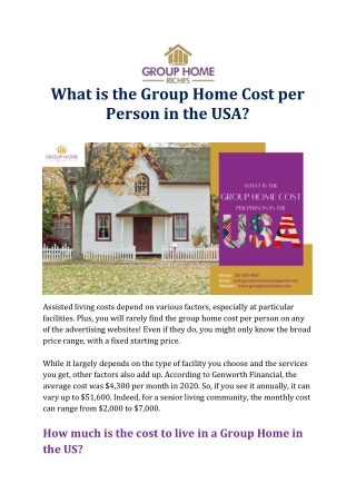 What is the Group Home Cost per Person in the USA
