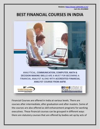 Best Finance Courses in India