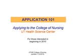 Applying to the College of Nursing UT Health Science Center