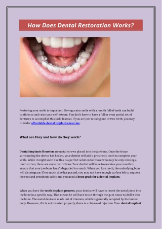 How Does Dental Restoration Works