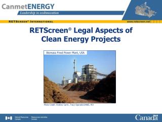 RETScreen ® Legal Aspects of Clean Energy Projects