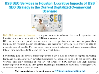 Lucrative Impacts of B2B SEO Strategy in the Current Digitalized Commercial Scenario