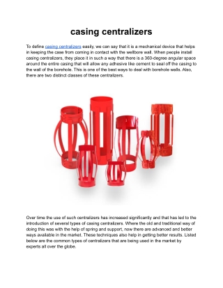 casing centralizers