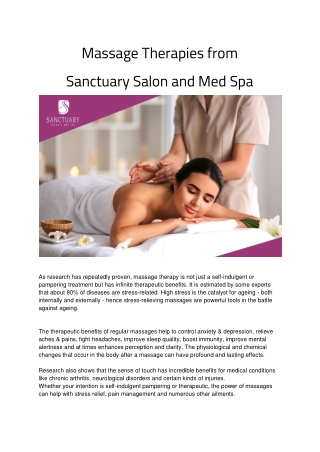 Massage therapy on Sanctuary Salon and Med Spa
