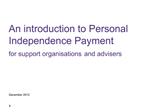 An introduction to Personal Independence Payment for support organisations and advisers
