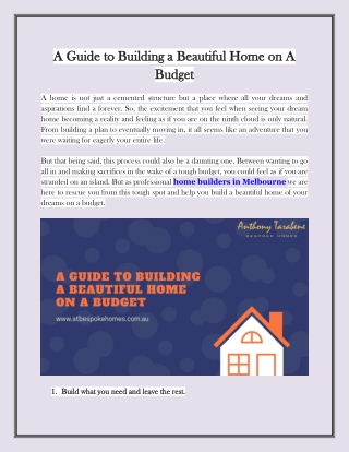 A Guide To Building A Beautiful Home On A Budget