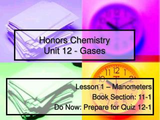 Honors Chemistry Unit 12 - Gases