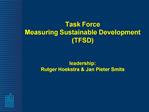 Task Force Measuring Sustainable Development TFSD leadership: Rutger Hoekstra Jan Pieter Smits
