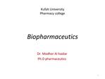 Kufah University Pharmacy college Biopharmaceutics