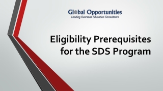 Eligibility Prerequisites for the SDS Program