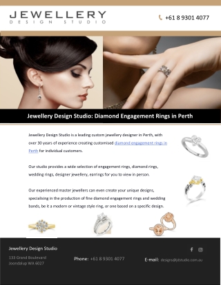 Jewellery Design Studio: Diamond Engagement Rings in Perth