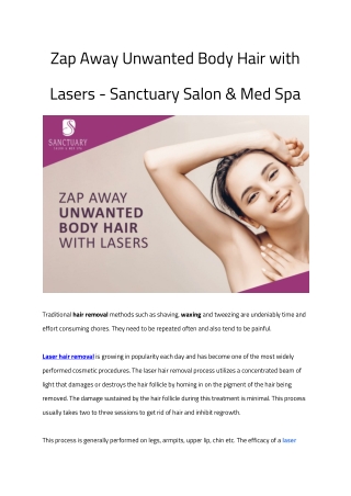 Zap Away Unwanted Body Hair with Lasers - Sanctuary Salon & Med Spa - Laser hair Removal in Orlando