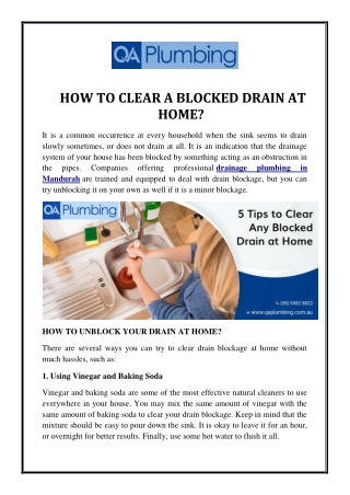 How to Clear a Blocked Drain at Home?