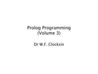Prolog Programming (Volume 3)