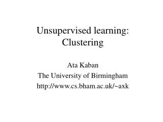 Unsupervised learning: Clustering