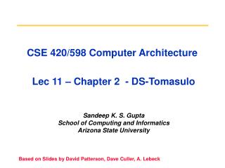 CSE 420/598 Computer Architecture Lec 11 – Chapter 2 - DS-Tomasulo