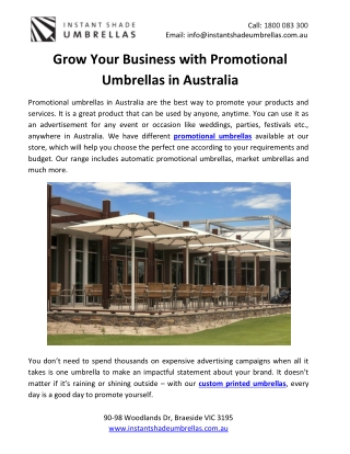 Grow Your Business with Promotional Umbrellas in Australia