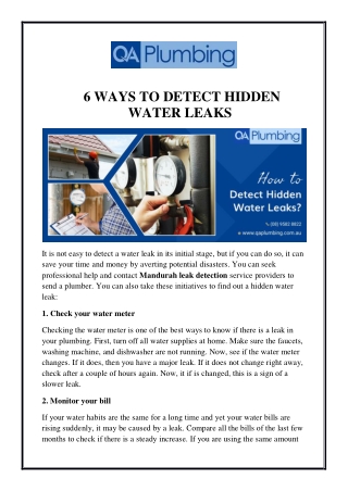 6 Ways to Detect Hidden Water Leaks