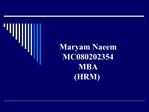 Maryam Naeem MC080202354 MBA HRM