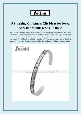 5 Stunning Christmas Gift Ideas for loved ones like Stainless Steel Bangle