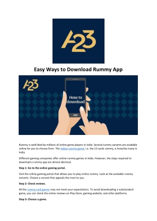 Easy Ways to Download Rummy App