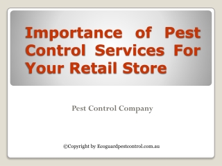 Importance of Pest Control Services For Your Retail Store