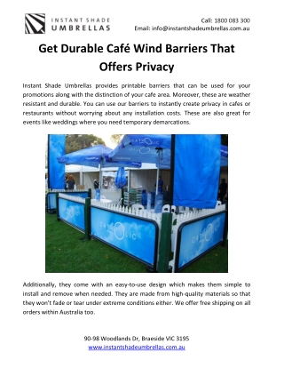 Get Durable Café Wind Barriers That Offers Privacy