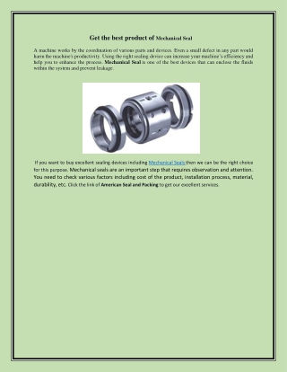 Finding the excellent mechanical product Mixer Seals
