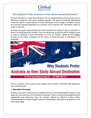 Why Students Prefer Australia as their Study Abroad Destination