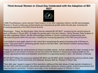 Third Annual Women in Cloud Day Celebrated with the Adoption of Bill 8637