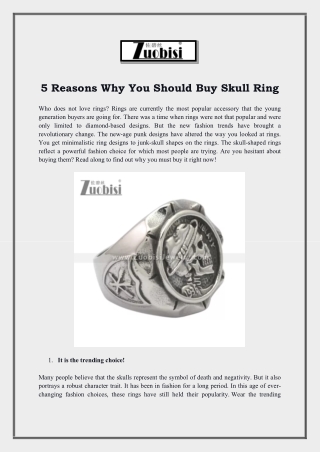 5 Reasons Why You Should Buy Skull Ring