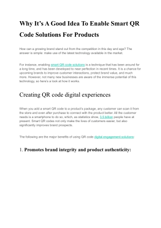 Why It’s A Good Idea To Enable Smart QR Code Solutions For Products