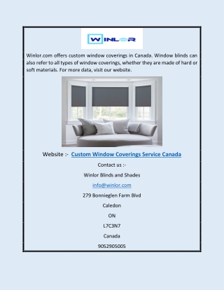 Custom Window Coverings Service Canada | Winlor.com