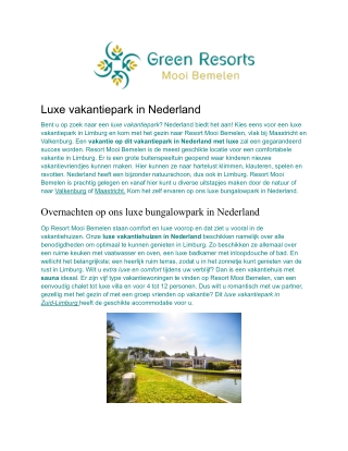 Luxe vakantiepark Nederland