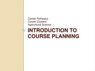 Introduction to Course Planning