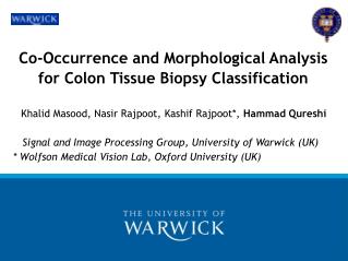 Co-Occurrence and Morphological Analysis for Colon Tissue Biopsy Classification