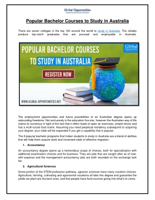 Popular Bachelor Courses to Study in Australia