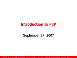 Introduction to P3P