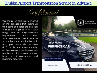 Dublin Airport Transportation Service in Advance