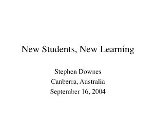 New Students, New Learning