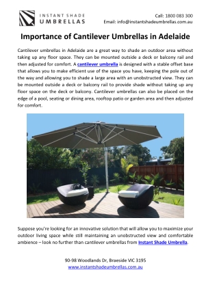 Importance of Cantilever Umbrellas in Adelaide