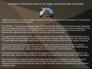 Ori’Zaba’s Continues to Grow in Las Vegas, Announcing New Franchisee
