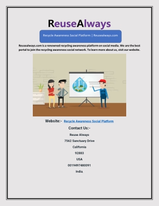 Recycle Awareness Social Platform | Reusealways.com