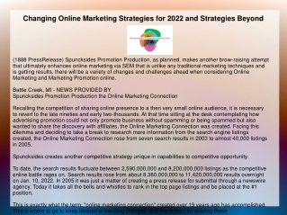 Changing Online Marketing Strategies for 2022 and Strategies Beyond
