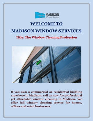 The Window Cleaning Profession