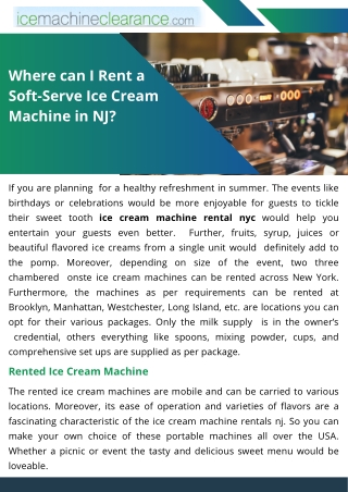 Where can I Rent a Soft-Serve Ice Cream Machine in NJ