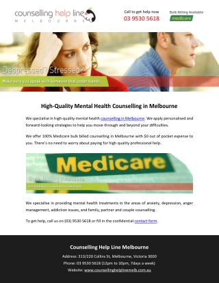 High-Quality Mental Health Counselling in Melbourne